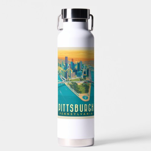 Pittsburgh PA  Birds Eye View Water Bottle