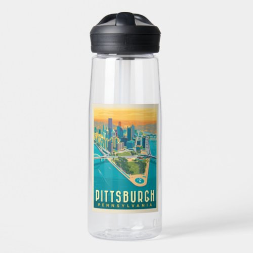 Pittsburgh PA  Birds Eye View Water Bottle