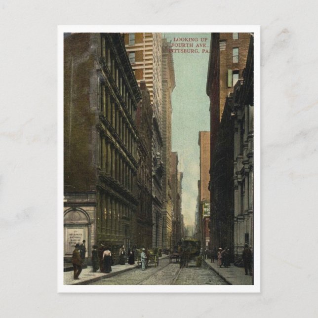 Pittsburgh PA Fourth St 1909 Vintage  Postcard (Front)