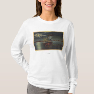 Pittsburgh, PA - Night View of Steamer & Ohio T-Shirt