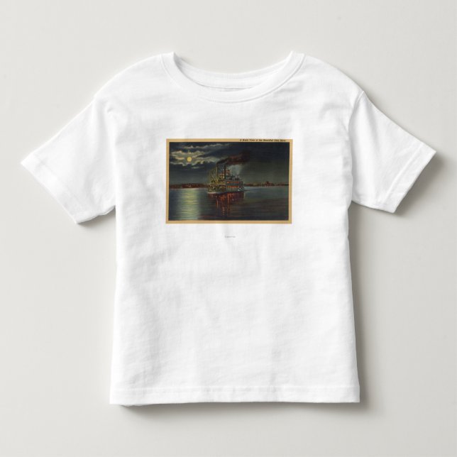Pittsburgh, PA - Night View of Steamer & Ohio Toddler T-shirt (Front)