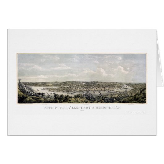 Pittsburgh, PA Panoramic Map - 1871 Cards (Front Horizontal)