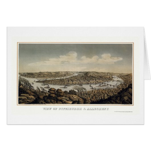Pittsburgh, PA Panoramic MAp - 1874 Cards (Front Horizontal)