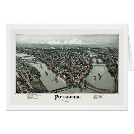 Pittsburgh, PA Panoramic Map - 1902 Cards (Front Horizontal)
