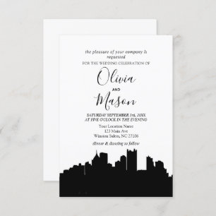 Pittsburgh PA Skyline Cityscape Wedding Invitation