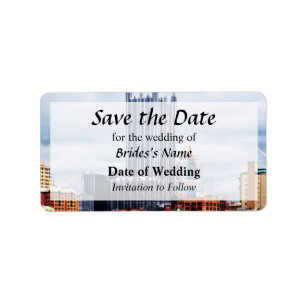 Pittsburgh PA Skyline Save the Date Label