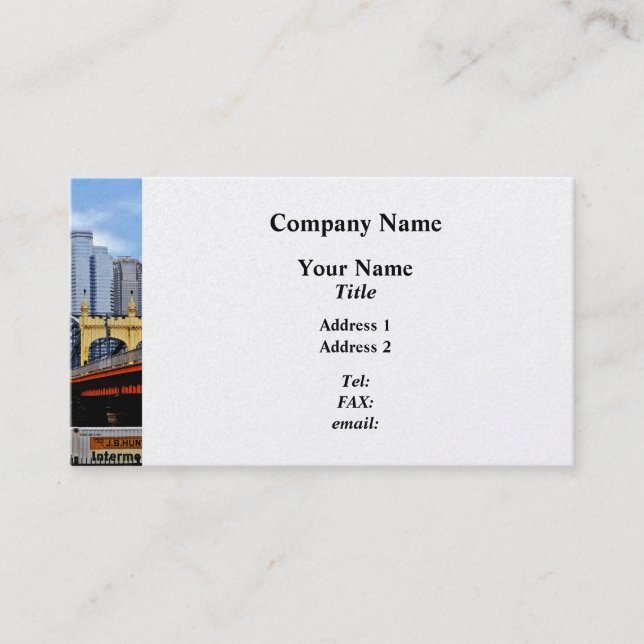 Pittsburgh PA - Train By Smithfield St Bridge Business Card (Front)
