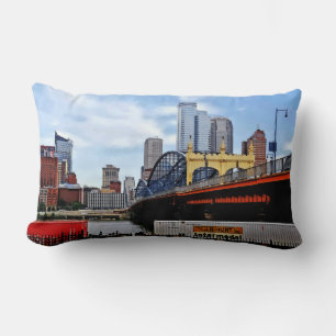 Pittsburgh PA - Train By Smithfield St Bridge Lumbar Pillow