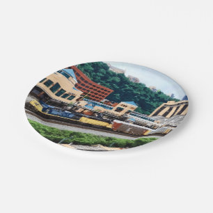 Pittsburgh PA - Train Going By Station Square Paper Plates