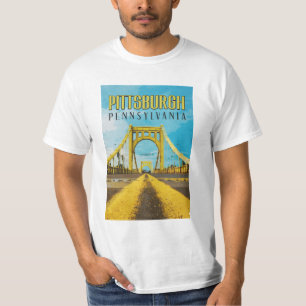 Pittsburgh, PA Yellow Bridge Vintage Travel T-Shir T-Shirt