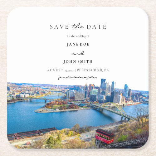 Pittsburgh Paper Coaster Save the Date