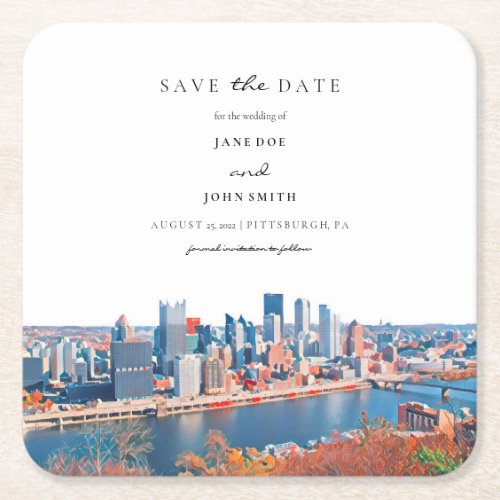 Pittsburgh Paper Coaster Save the Date