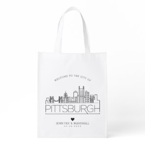 Pittsburgh, Penn Wedding | Stylized Skyline Grocery Bag
