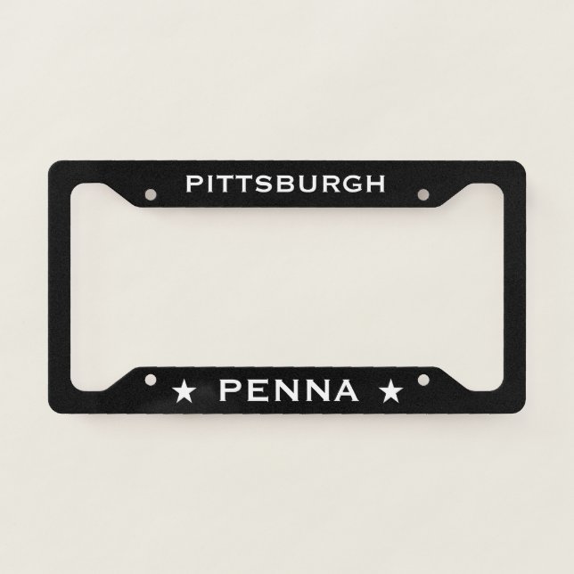 Pittsburgh Penna Pennsylvania Black  License Plate Frame (Front)