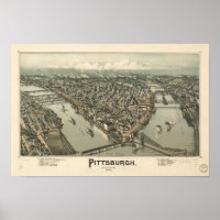 Pittsburgh Pennsylvania 1902 Antique Panoramic Map