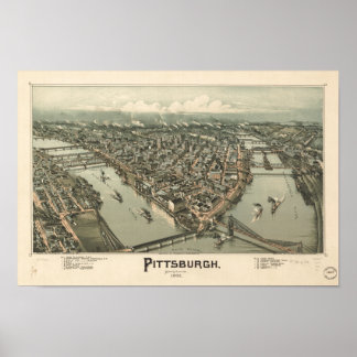 Pittsburgh Pennsylvania 1902 Antique Panoramic Map Poster