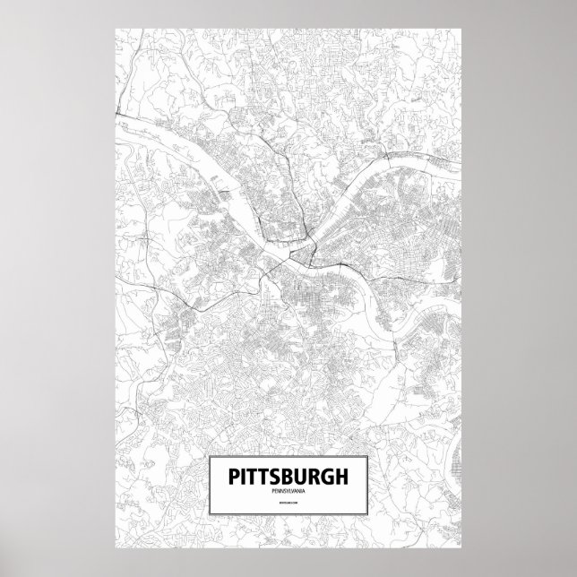 Pittsburgh, Pennsylvania (black on white) Poster (Front)