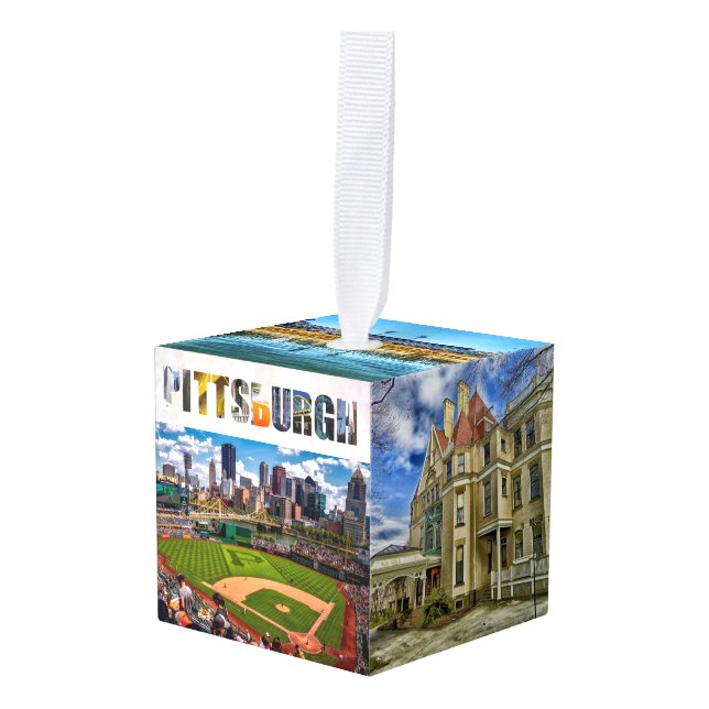 Pittsburgh Pennsylvania City Photos Custom Cube Ornament (Front Angled)