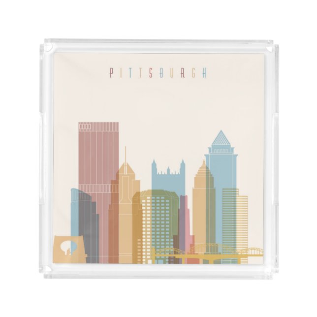 Pittsburgh, Pennsylvania | City Skyline Acrylic Tray (Front)