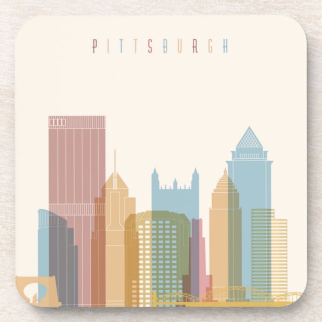 Pittsburgh, Pennsylvania | City Skyline Drink Coaster (Front)