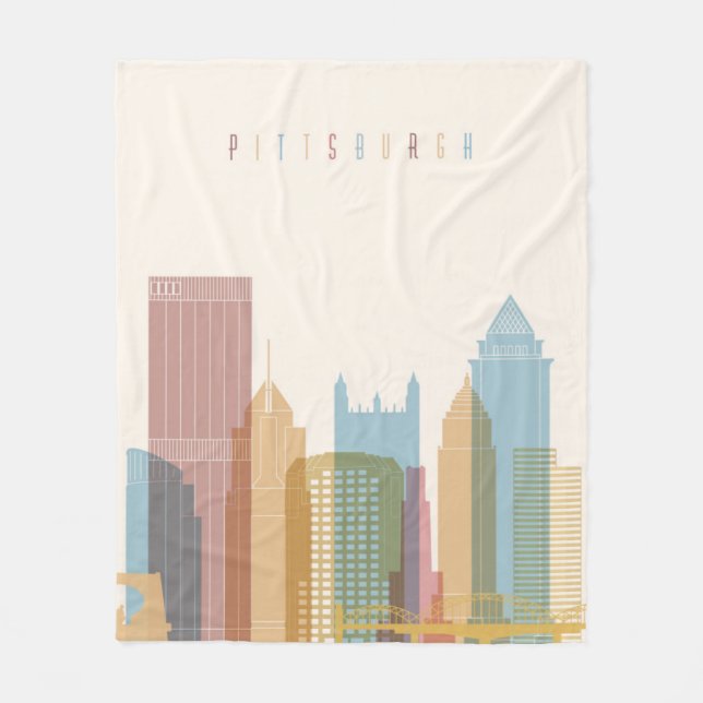 Pittsburgh, Pennsylvania | City Skyline Fleece Blanket (Front)