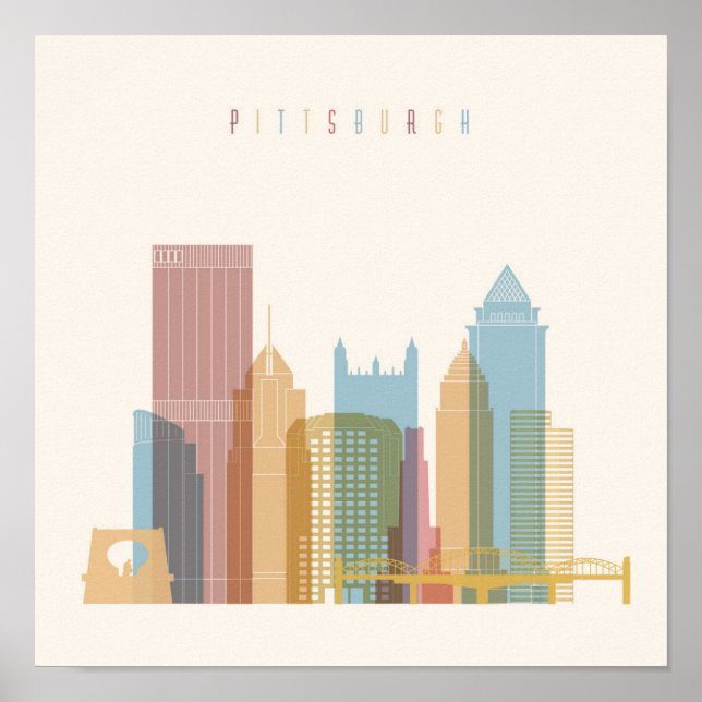 Pittsburgh, Pennsylvania | City Skyline Poster (Front)