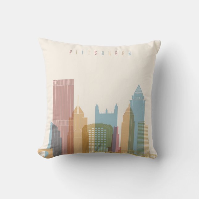 Pittsburgh, Pennsylvania | City Skyline Throw Pillow (Front)