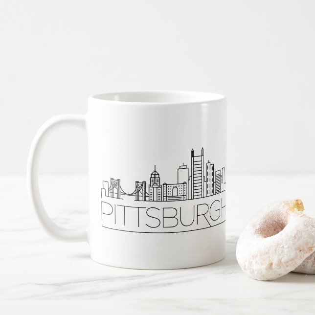 Pittsburgh, Pennsylvania | City Stylized Skyline Coffee Mug (With Donut)