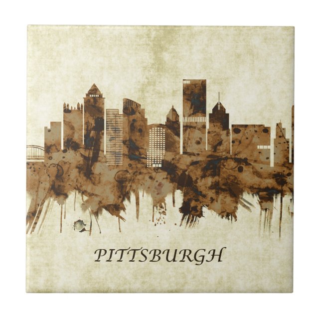 Pittsburgh Pennsylvania Cityscape Ceramic Tile (Front)