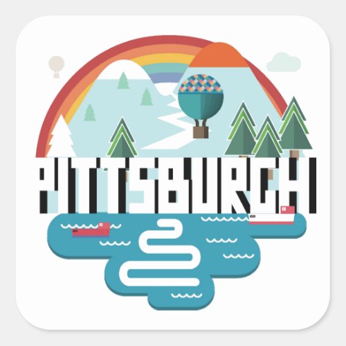 Pittsburgh Pennsylvania  Cityscape Design Square Sticker