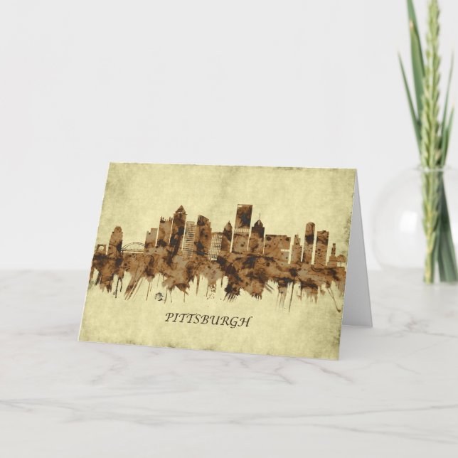 Pittsburgh Pennsylvania Cityscape Holiday Card (Front)