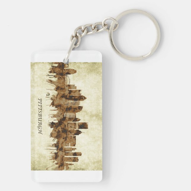 Pittsburgh Pennsylvania Cityscape Keychain (Back)