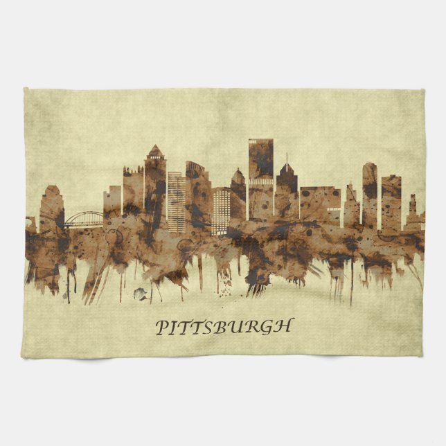 Pittsburgh Pennsylvania Cityscape Kitchen Towel (Horizontal)