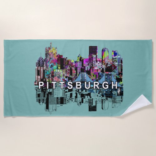 Pittsburgh Pennsylvania covered in graffiti  Beach Towel