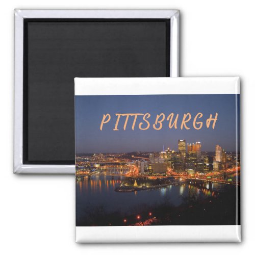 Pittsburgh Pennsylvania Downtown Night Time River Magnet