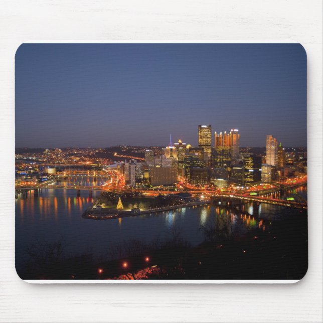 Pittsburgh, Pennsylvania Downtown Night Time River Mouse Pad (Front)