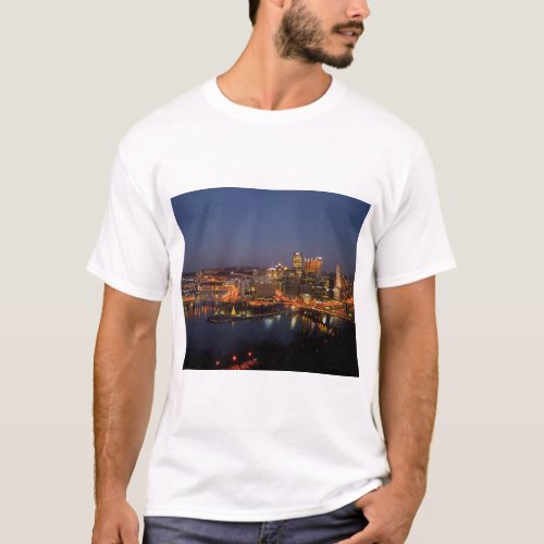 Pittsburgh Pennsylvania Downtown Night Time River T_Shirt