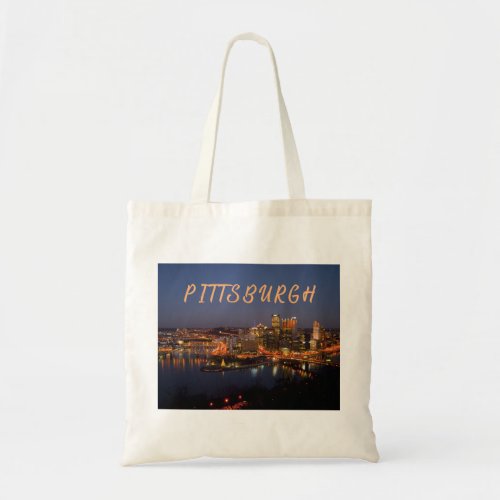 Pittsburgh Pennsylvania Downtown Night Time River Tote Bag