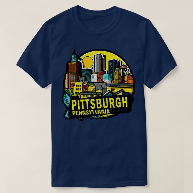 Pittsburgh Pennsylvania Downtown Skyline T-Shirt (Design Front)