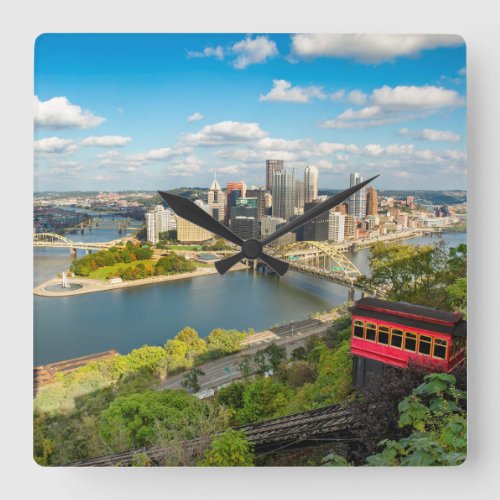 Pittsburgh Pennsylvania Duquesne Incline View    Square Wall Clock