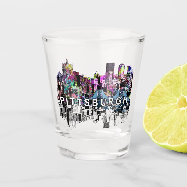 Pittsburgh, Pennsylvania  in graffiti  Shot Glass (Front)
