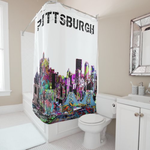 Pittsburgh Pennsylvania in graffiti Shower Curtain