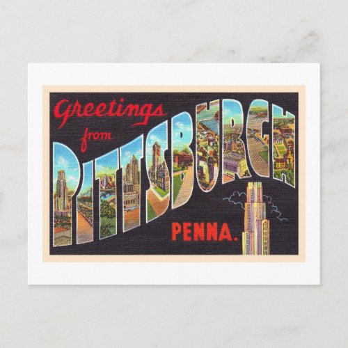 Pittsburgh Pennsylvania PA  Large Letter Postcard