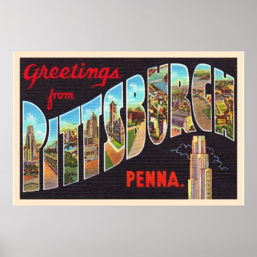 Pittsburgh Pennsylvania PA Large Letter Postcard Poster