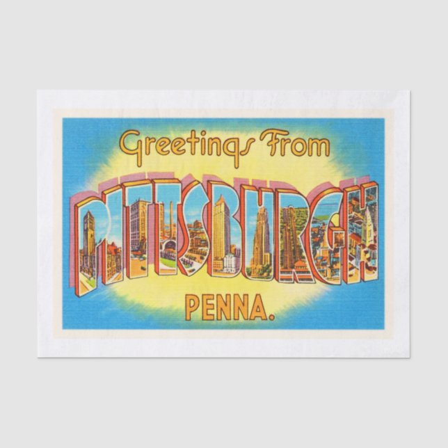 Pittsburgh Pennsylvania PA Vintage Travel Souvenir Tissue Paper (Front)