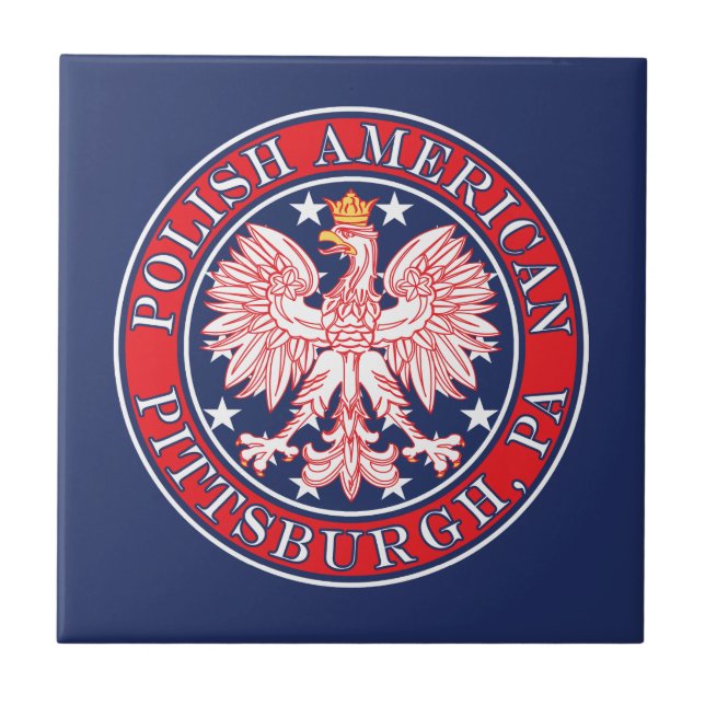 Pittsburgh Pennsylvania Polish Eagle Ceramic Tile (Front)