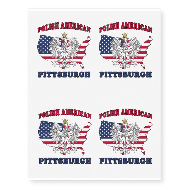 Pittsburgh Pennsylvania Polish Temporary Tattoos (Front)