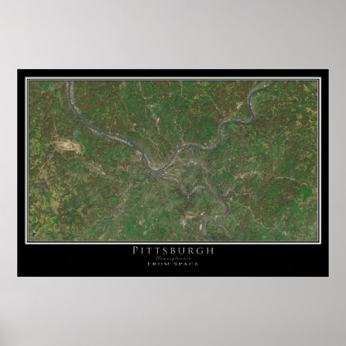 Pittsburgh Pennsylvania Satellite Poster Map