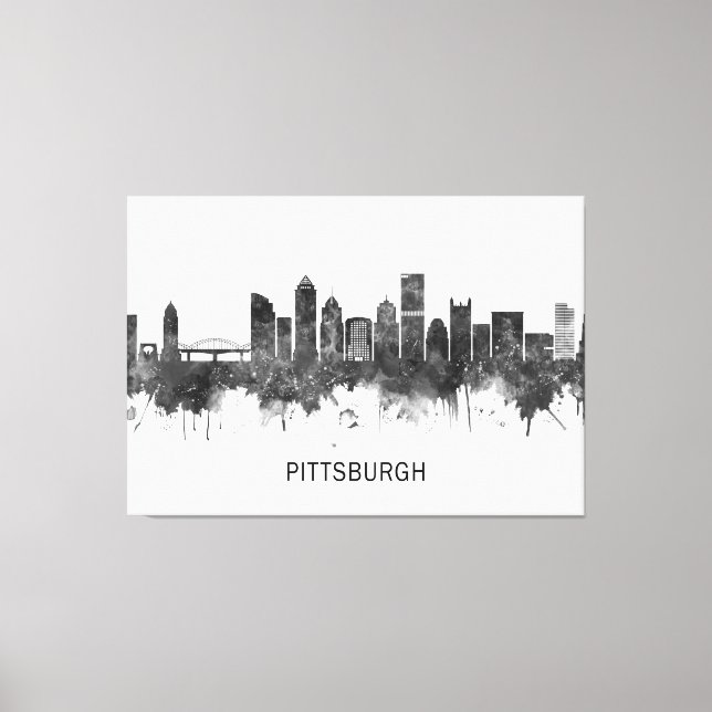 Pittsburgh Pennsylvania Skyline BW Canvas Print (Front)