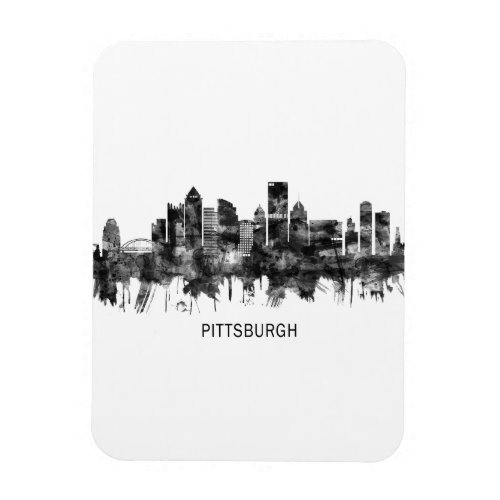 Pittsburgh Pennsylvania Skyline BW Magnet